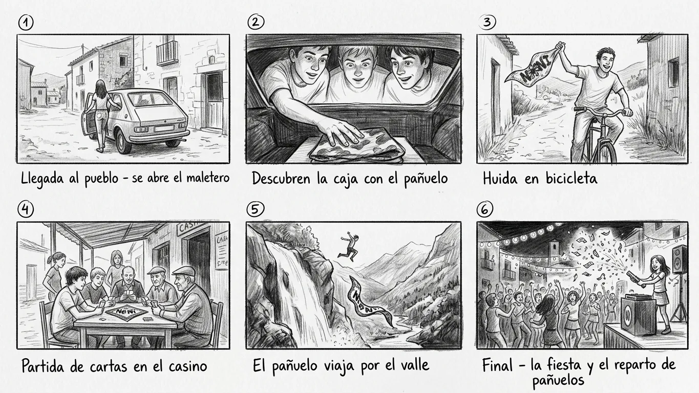 Storyboard del fashion film El Pañuelo Quintana, parte 1